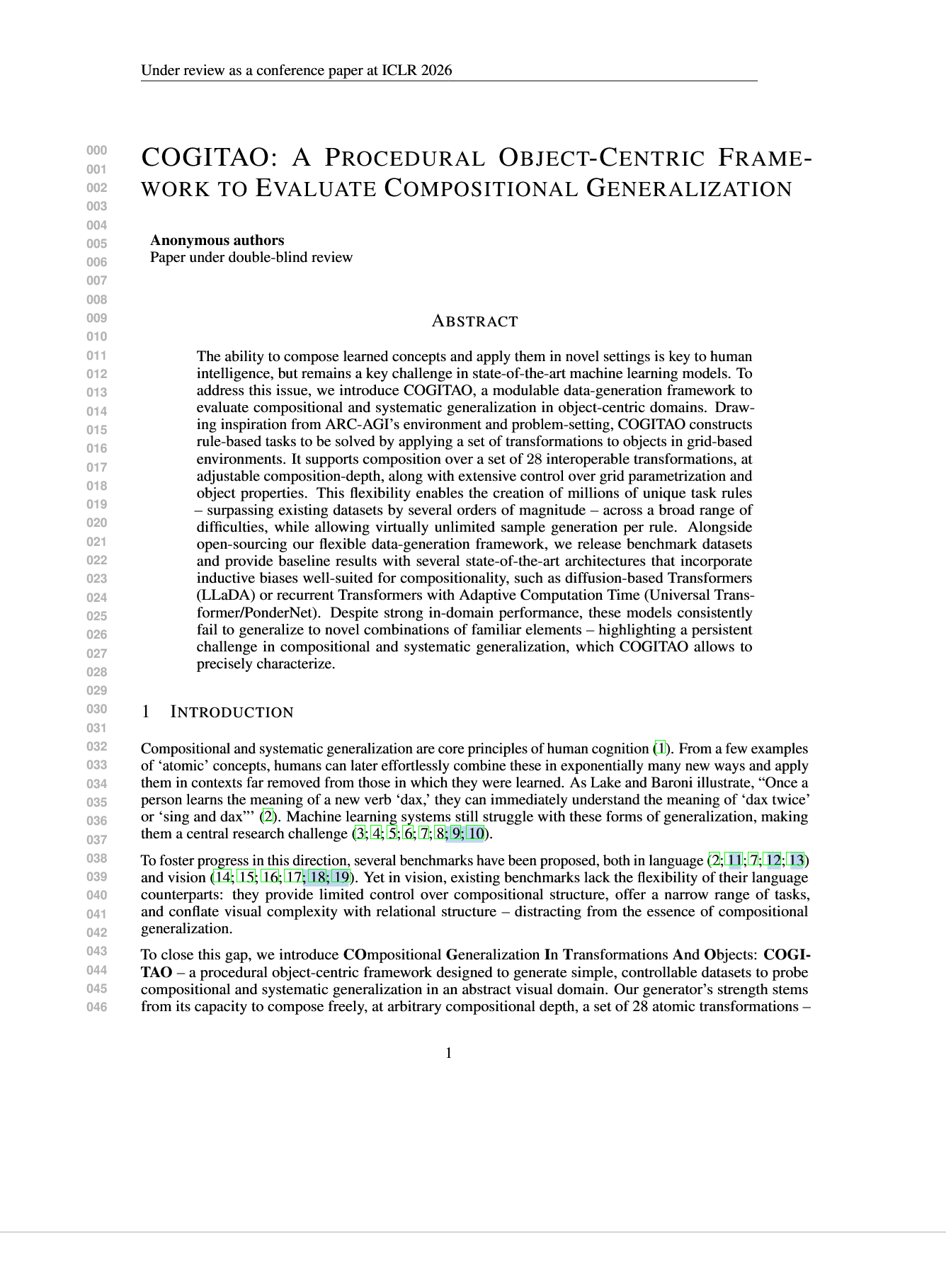 COGITAO: A Procedural Object-Centric Framework to Study Compositional Generalization