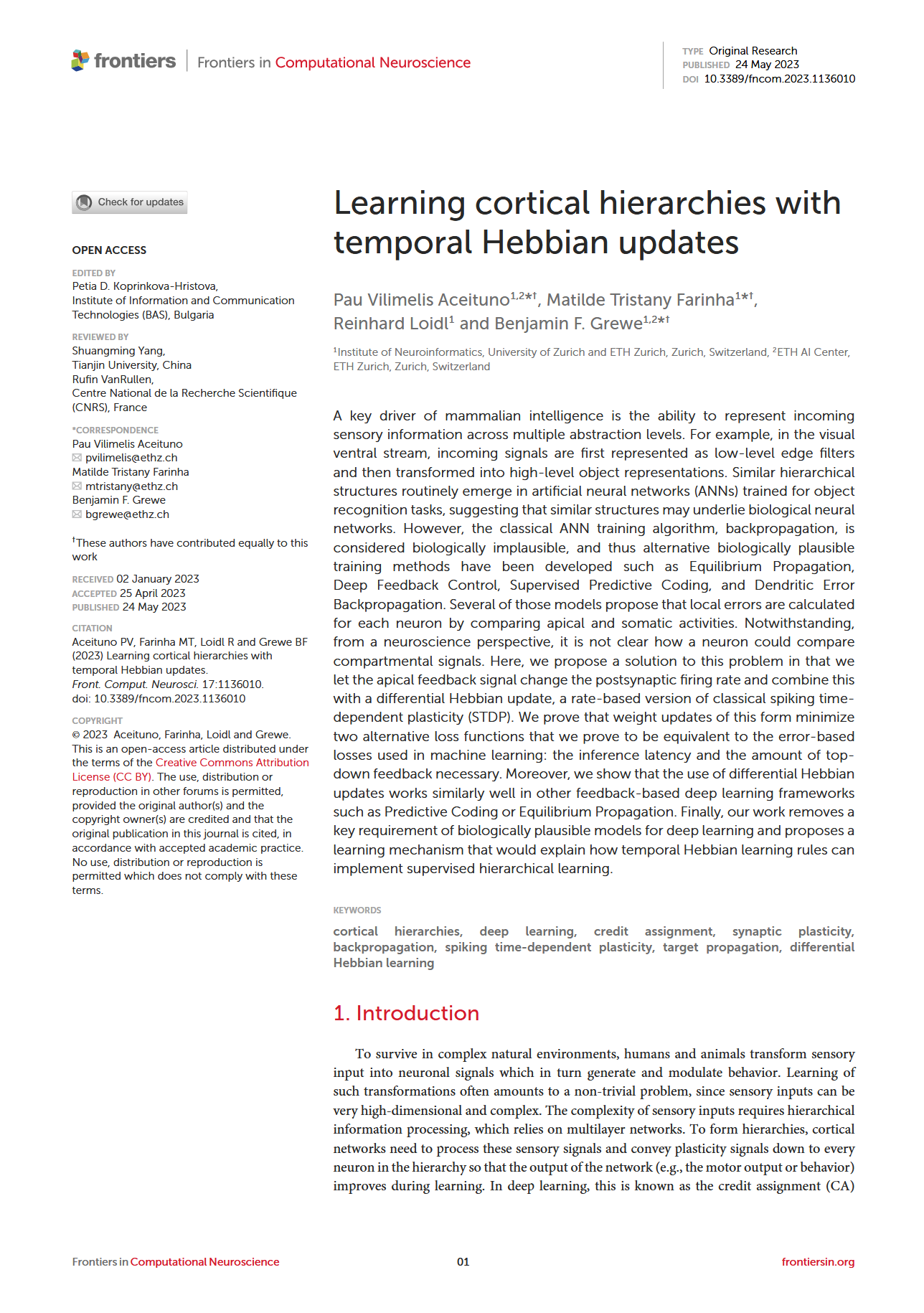 Learning Cortical Hierarchies with mporal Hebbian Updates.