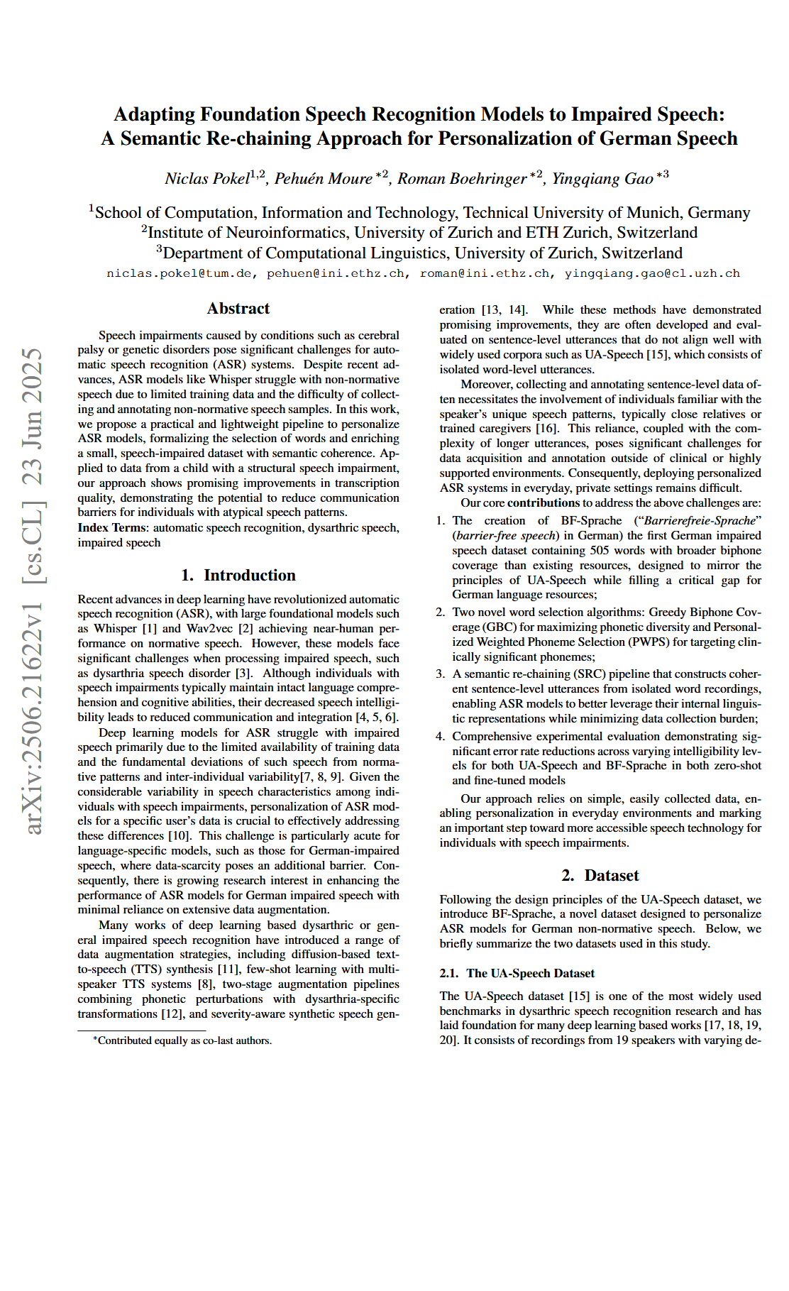 Adapting Foundation Speech Recognition Models to Impaired Speech: A Semantic Re-chaining Approach for Personalization of German Speech